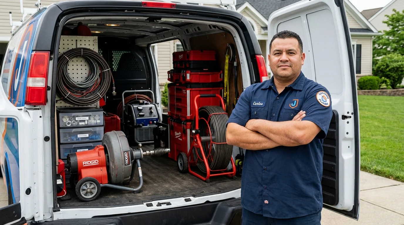 Professional drain cleaning equipment and Johns Plumbing LLC plumber in Momence