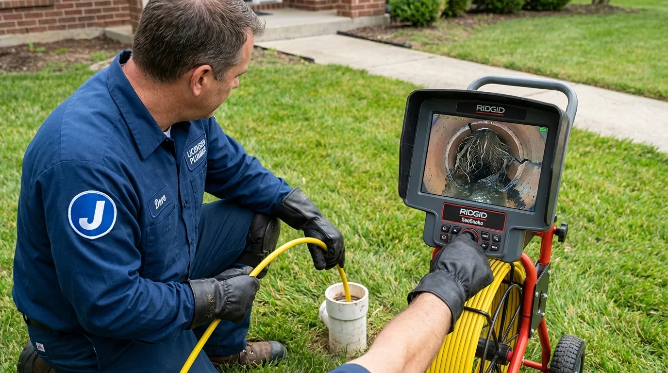 Sewer camera inspection being performed by Johns Plumbing LLC in Momence